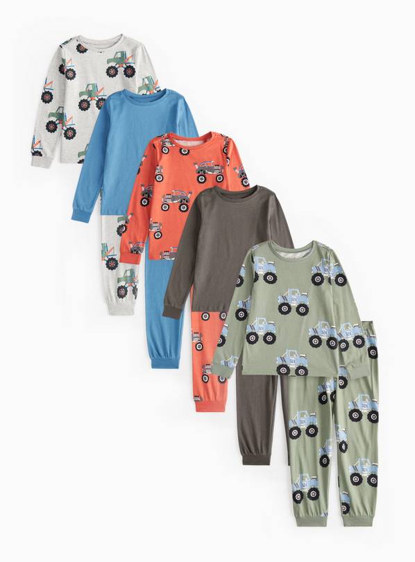 Monster Truck Print Pyjama Set 5 Pack 4-5 years